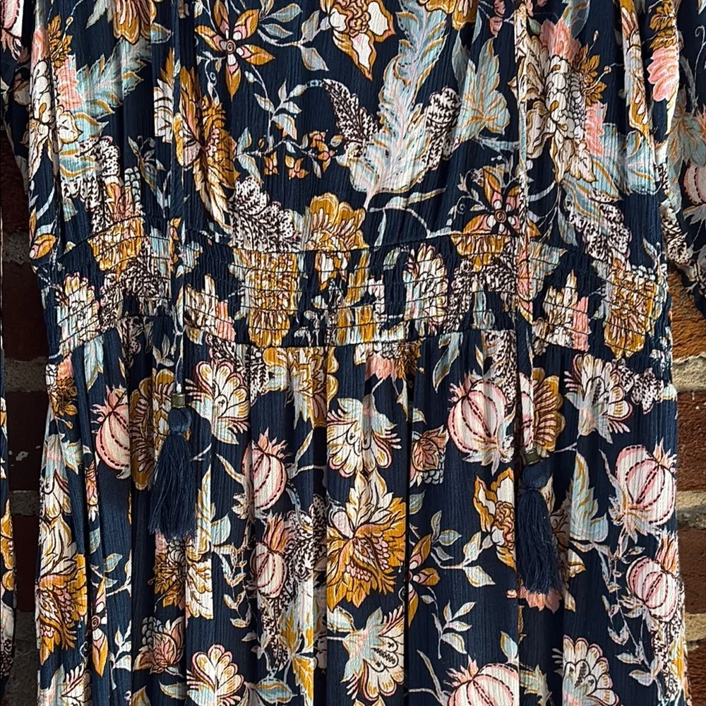 Knox Rose Blue Bishop Sleeve V-Neck Sundress - Picture 4 of 8